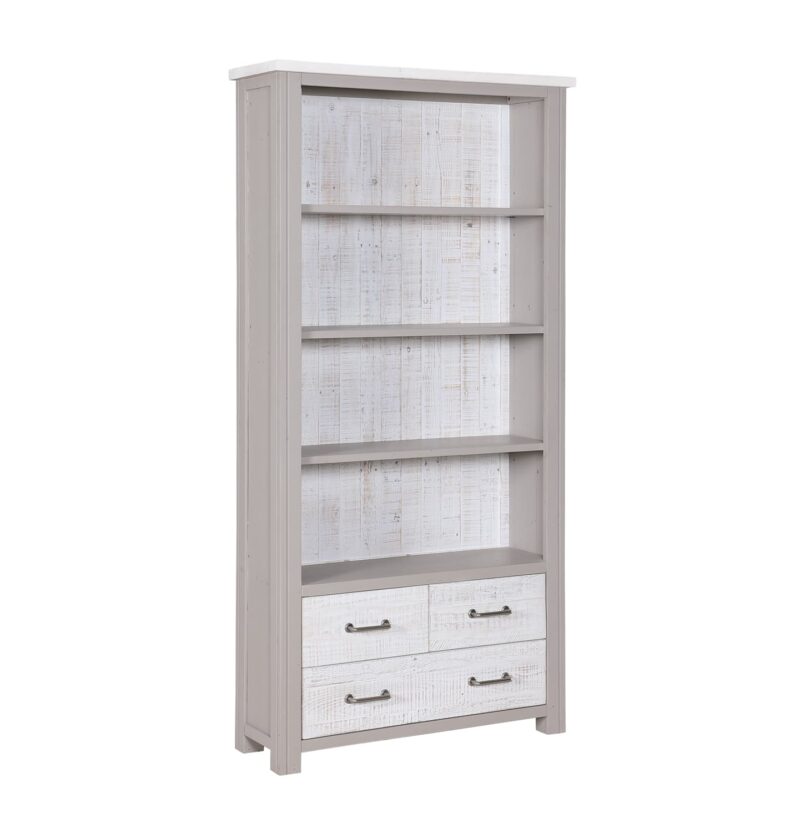 Baumhaus Greystone Large Open Bookcase With Drawers The Home and Office Stores
