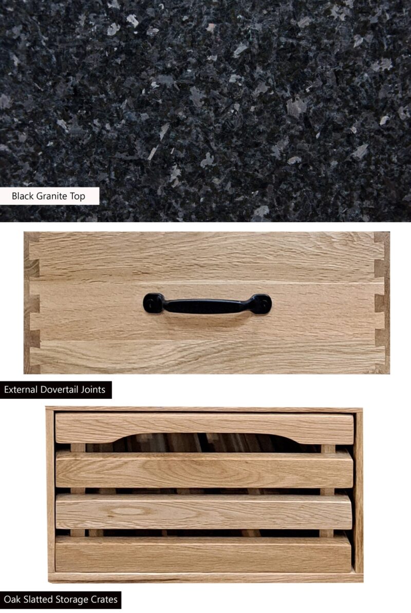Baumhaus Kitchen Island Oak Four Drawer With Black Granite Top The Home and Office Stores