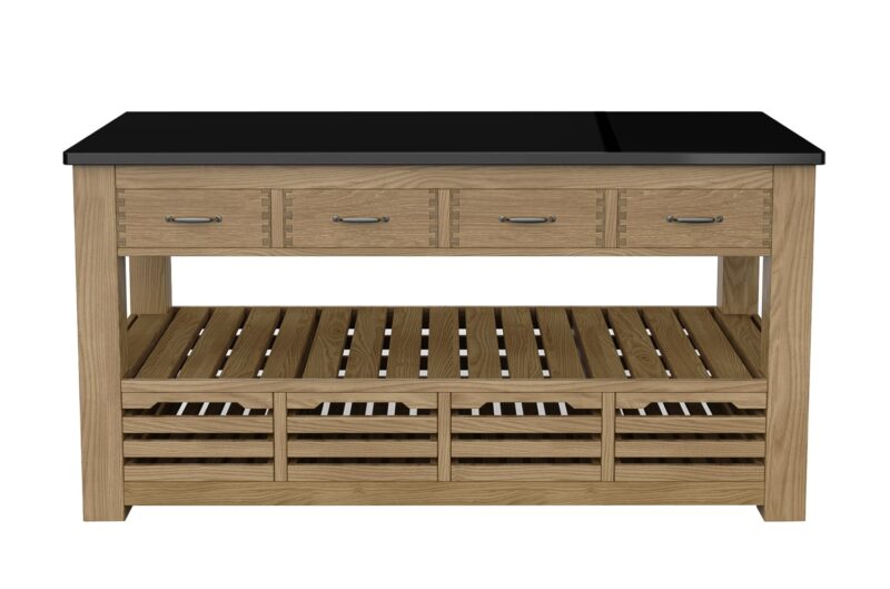 Baumhaus Kitchen Island Oak Four Drawer With Black Granite Top The Home and Office Stores