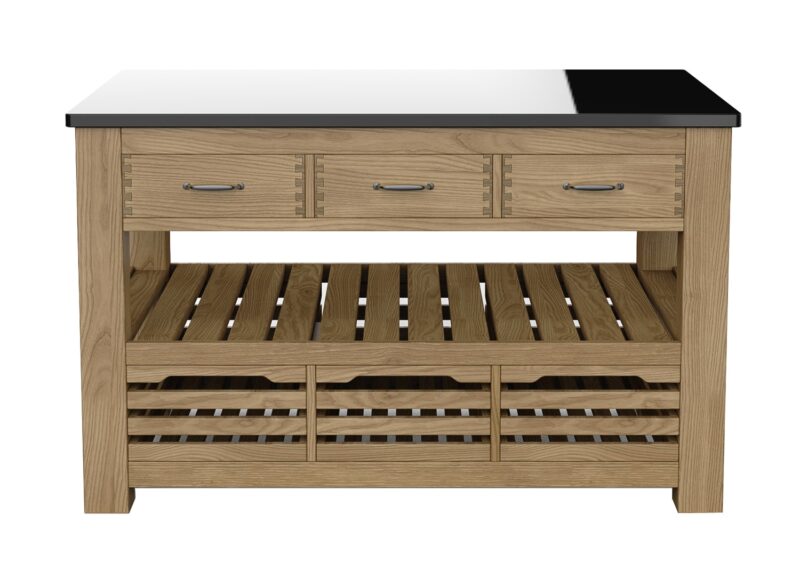 Baumhaus Kitchen Island Oak Three Drawer With Black Granite Top The Home and Office Stores