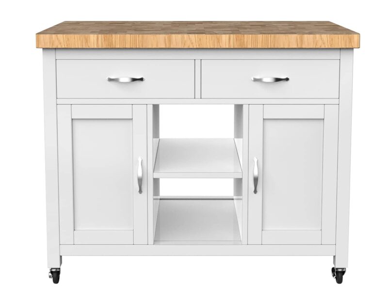 Baumhaus Kitchen Island White With Butchers Block The Home and Office Stores