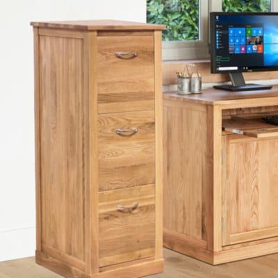 Baumhaus Mobel Oak 3 Drawer Filing Cabinet