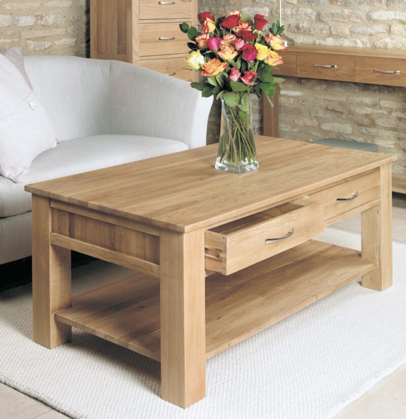 Baumhaus Mobel Oak Four Drawer Coffee Table The Home and Office Stores