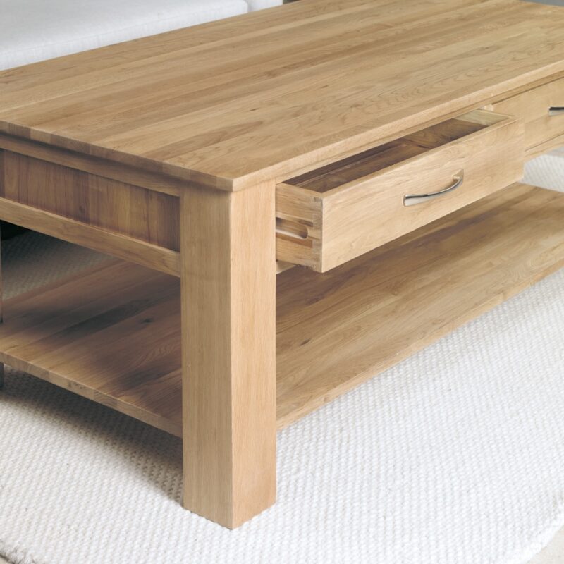 Baumhaus Mobel Oak Four Drawer Coffee Table The Home and Office Stores
