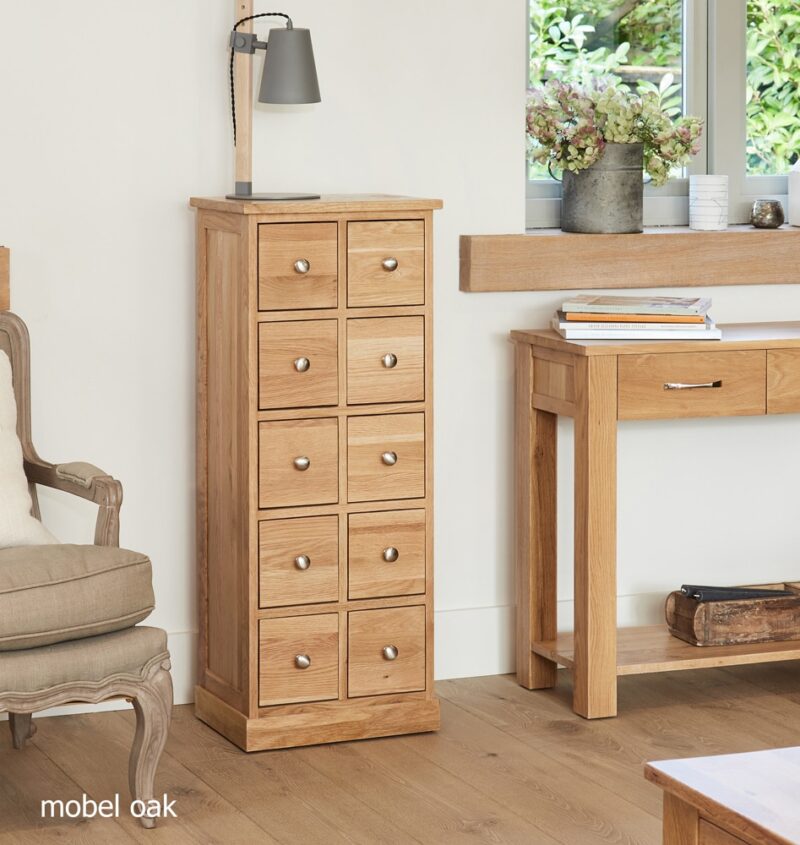 Baumhaus Mobel Oak Multi Drawer DVD CD Storage Chest The Home and Office Stores