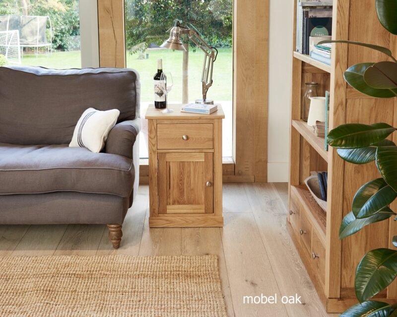 Baumhaus Mobel Oak One Door one Drawer Lamp Table The Home and Office Stores