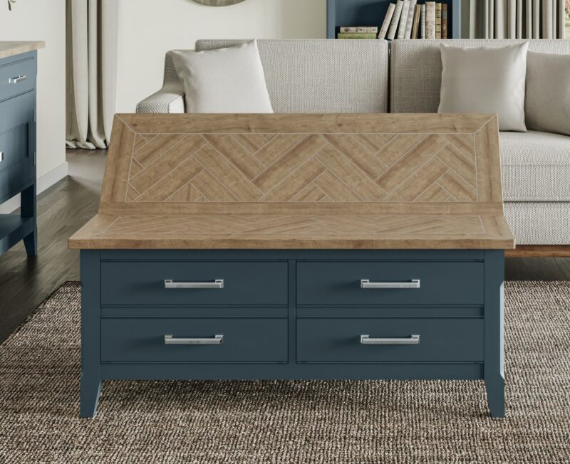 Baumhaus Signature Blue Coffee Table With Drawers & hidden storage trunk The Home and Office Stores