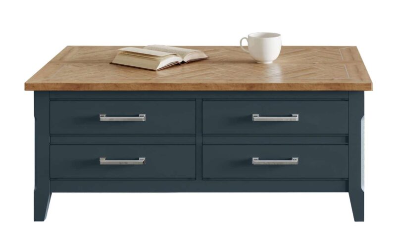 Baumhaus Signature Blue Coffee Table With Drawers & hidden storage trunk The Home and Office Stores