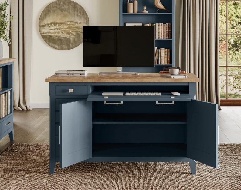 Baumhaus Signature Blue Hidden Home Office Desk The Home and Office Stores