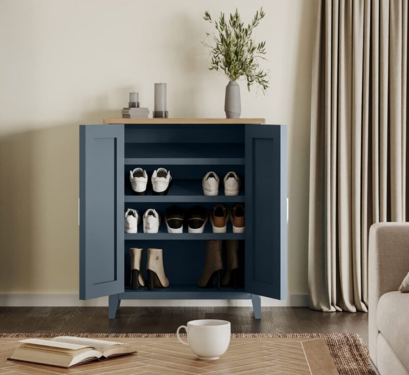 Baumhaus Signature Blue Shoe Storage Cupboard The Home and Office Stores