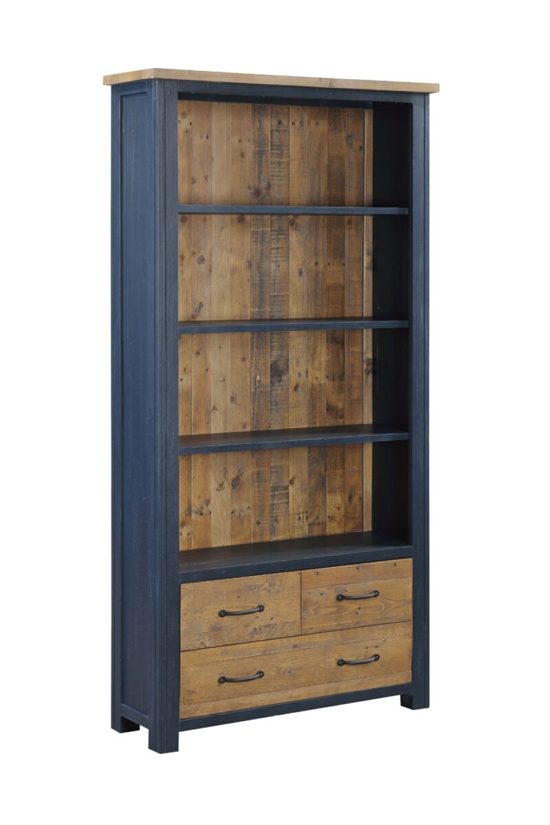 Baumhaus Splash of Blue Large Open Bookcase With Drawers The Home and Office Stores