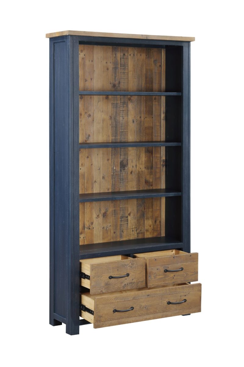 Baumhaus Splash of Blue Large Open Bookcase With Drawers The Home and Office Stores