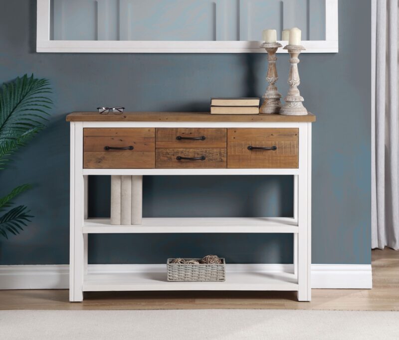 Baumhaus Splash of White Low Bookcase Console Table The Home and Office Stores