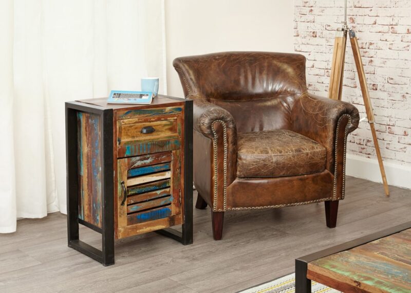 Baumhaus Urban Chic 1 Door 1 Drawer Lamp Table The Home and Office Stores