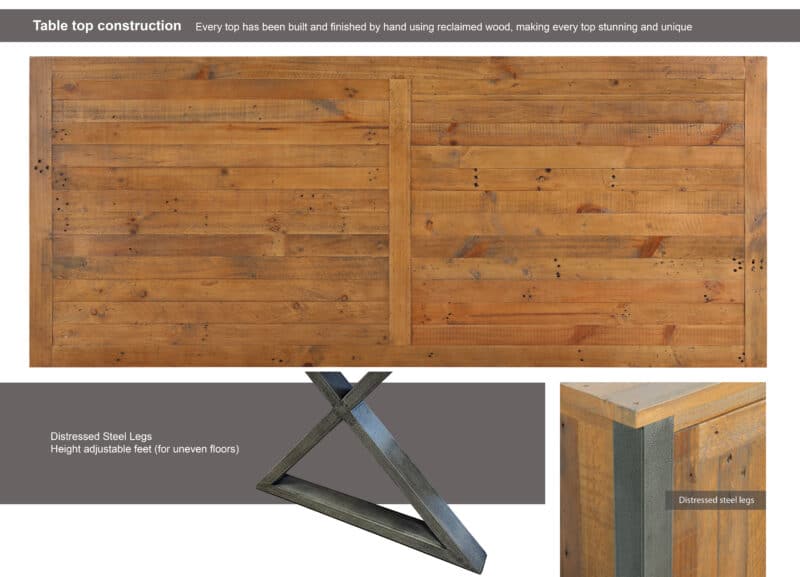 Baumhaus Urban Elegance Reclaimed Table Large Horizontal Leg Dining Table 95cm x 230cm The Home and Office Stores