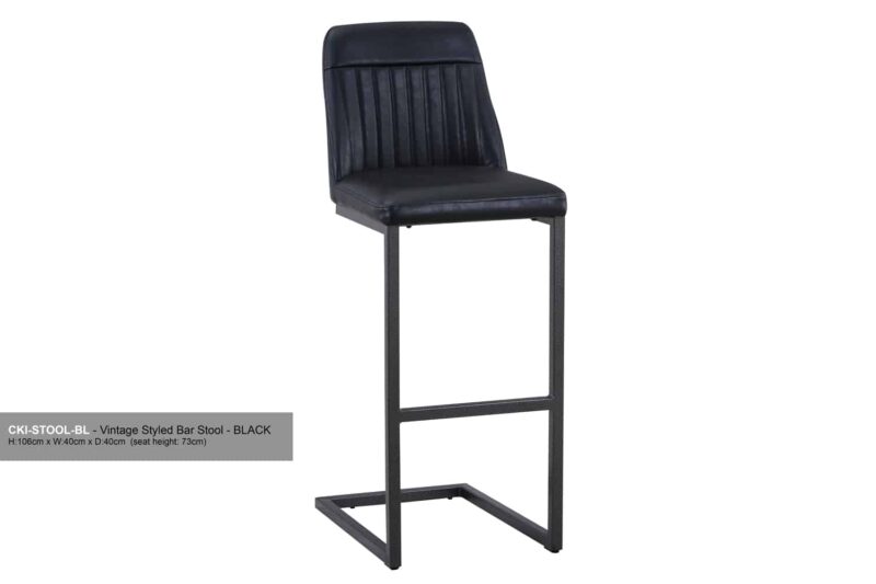 Baumhaus Vintage Black PU Leather Bar Stool Pack Of Two The Home and Office Stores