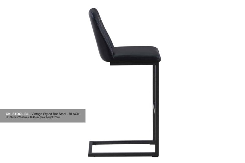 Baumhaus Vintage Black PU Leather Bar Stool Pack Of Two The Home and Office Stores