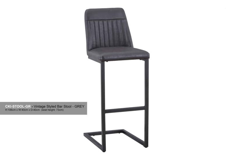 Baumhaus Vintage Grey Leather Bar Stool Pack Of Two The Home and Office Stores
