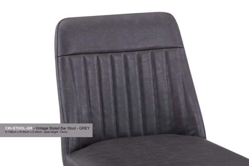 Baumhaus Vintage Grey Leather Bar Stool Pack Of Two The Home and Office Stores