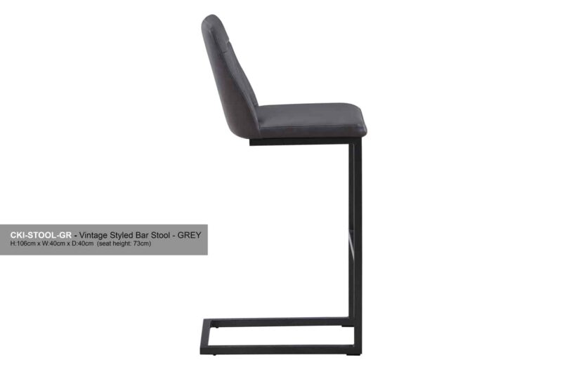 Baumhaus Vintage Grey Leather Bar Stool Pack Of Two The Home and Office Stores