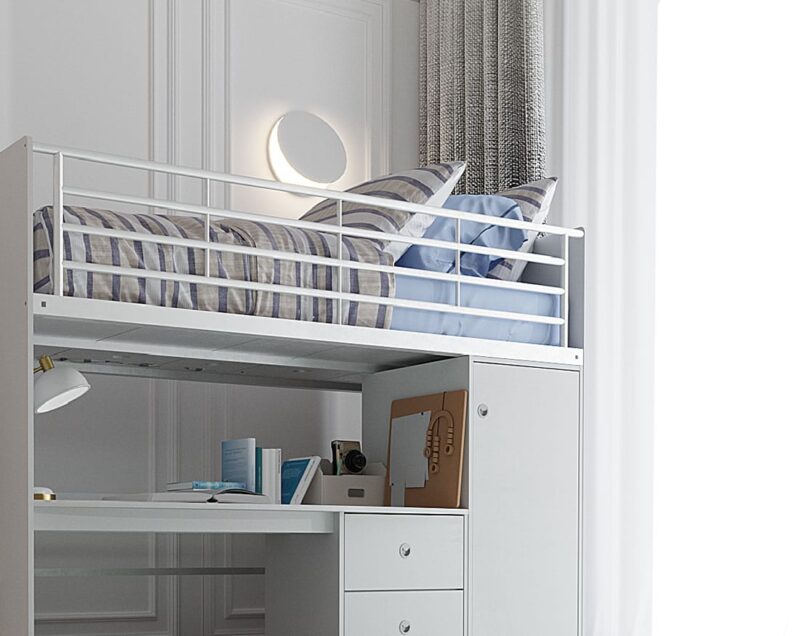 Flintshire Furniture Dakota Grey High Sleeper Bed with Storage Staircase The Home and Office Stores
