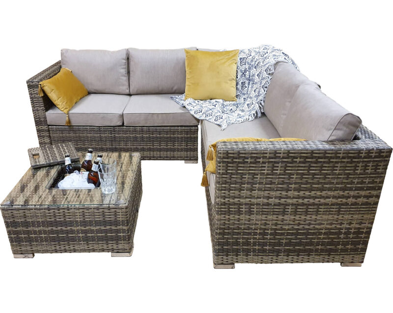 Signature Weave Georgia Brown Corner Sofa Ice Bucket Coffee Table Set The Home and Office Stores