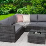 Signature Weave Georgia Grey Corner Sofa Ice Bucket Coffee Table Set
