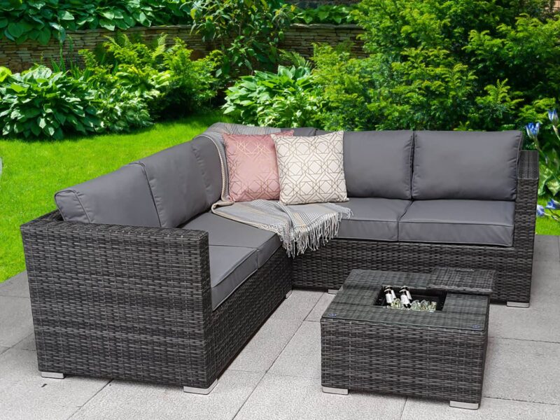 Signature Weave Georgia grey corner sofa ice bucket coffee table set