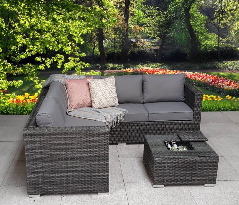 Signature Weave Georgia Grey Corner Sofa Ice Bucket Coffee Table Set The Home and Office Stores