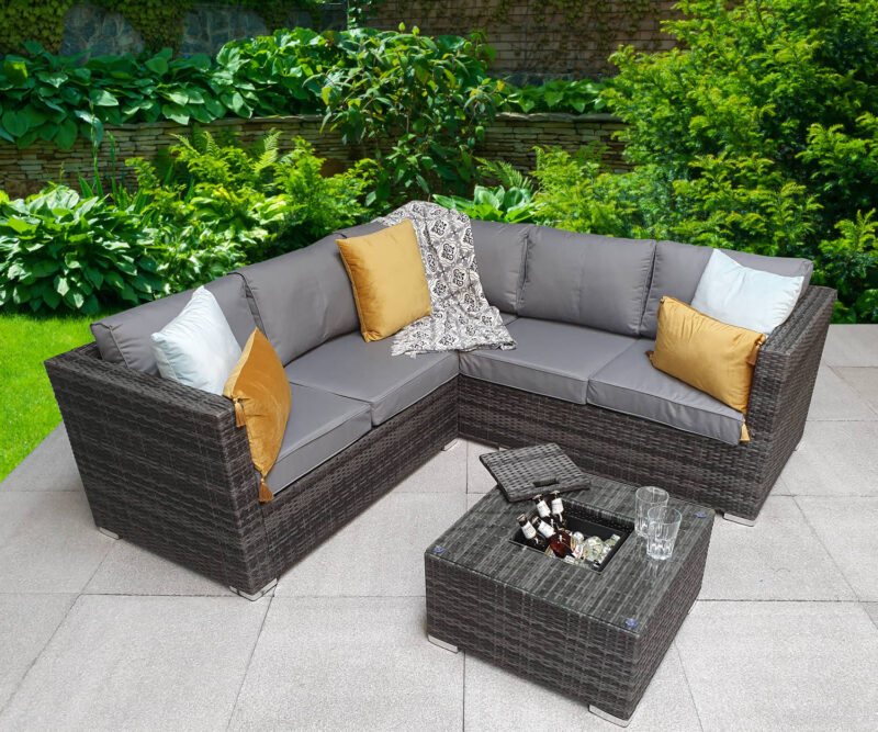 Signature Weave Georgia Grey Corner Sofa Ice Bucket Coffee Table Set The Home and Office Stores