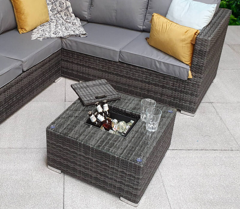 Signature Weave Georgia Grey Corner Sofa Ice Bucket Coffee Table Set The Home and Office Stores