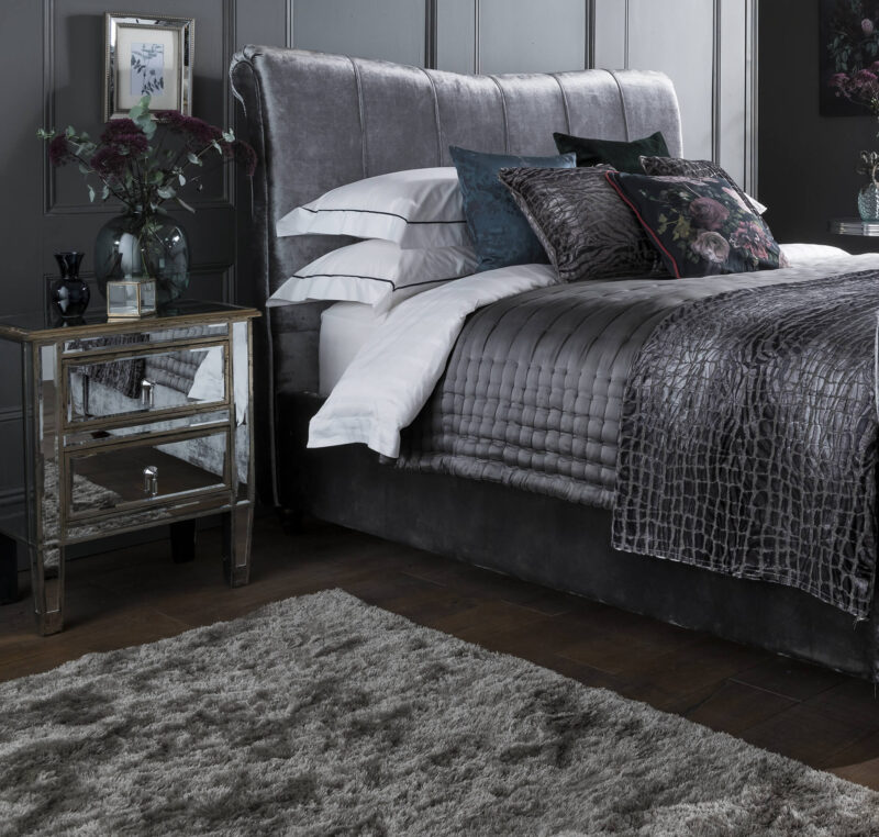 Flintshire Furniture Leona Titanium Fabric Sleigh Bed The Home and Office Stores