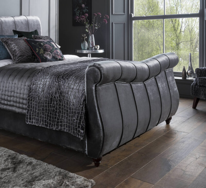 Flintshire Furniture Leona Titanium Fabric Sleigh Bed The Home and Office Stores