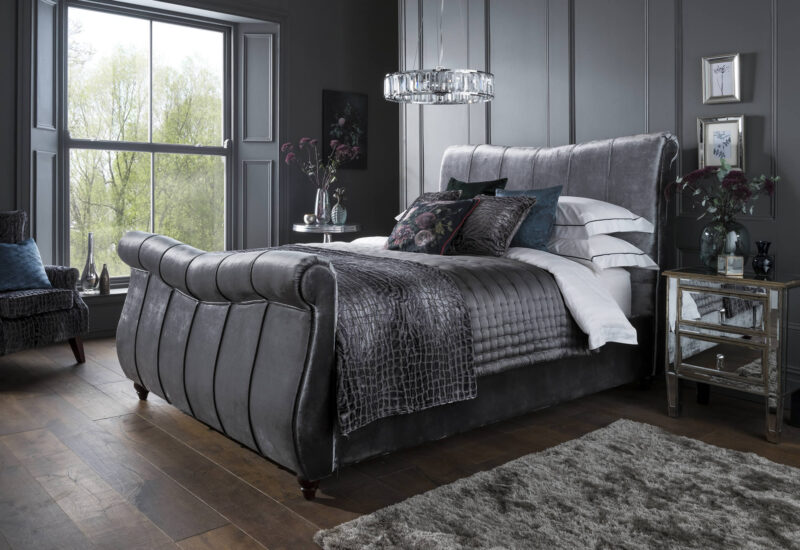 Flintshire Furniture Leona Titanium Fabric Sleigh Bed The Home and Office Stores
