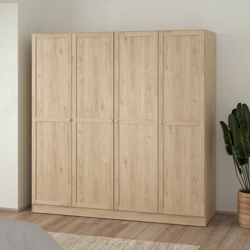 Furniture To Go Brande Oak 4 Door Wardrobe The Home and Office Stores