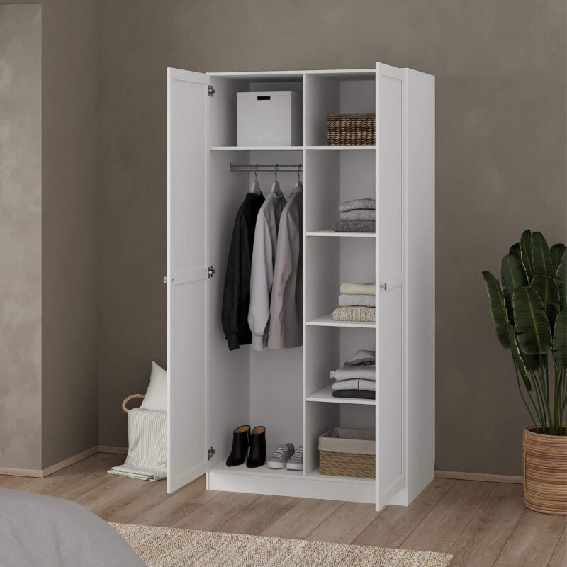 Furniture To Go Brande White 2 Door Wardrobe The Home and Office Stores