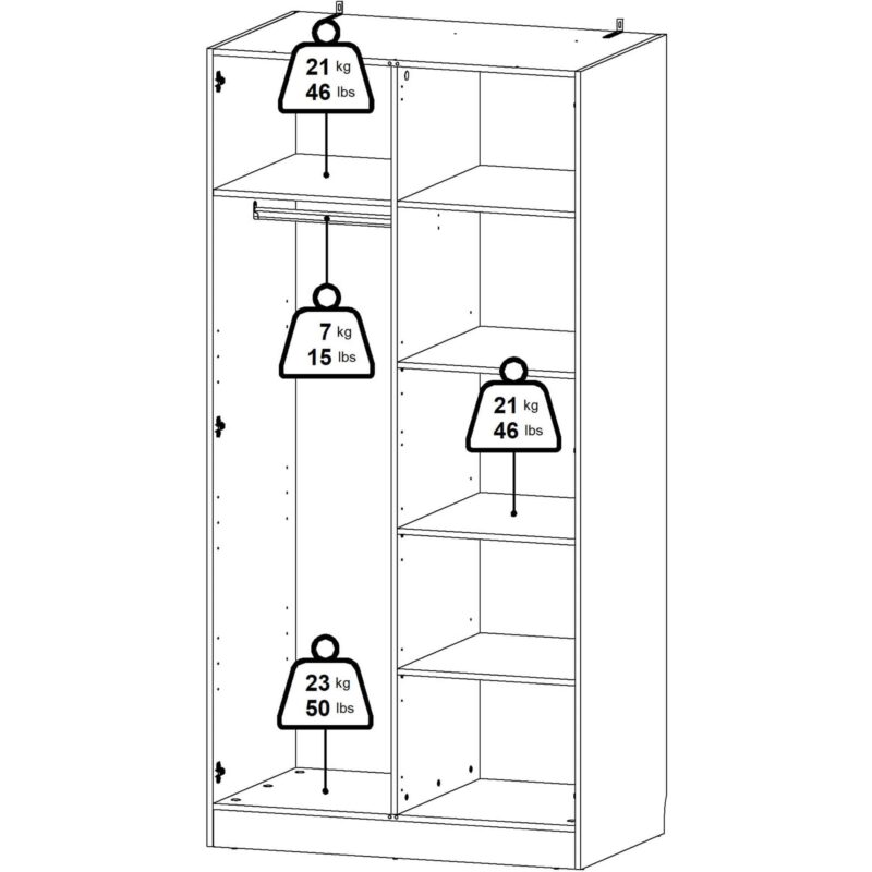 Furniture To Go Brande White 2 Door Wardrobe The Home and Office Stores