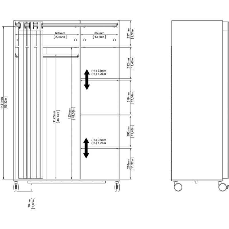 Furniture To Go Uppsala Open Mobile White Wardrobe The Home and Office Stores