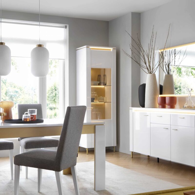 Furniture To Go Lazio Vitrin White 1 Door Display Cabinet The Home and Office Stores