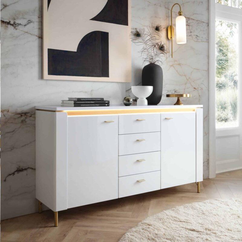 Furniture To Go Lazio White Sideboard 2 Door 4 Drawer The Home and Office Stores