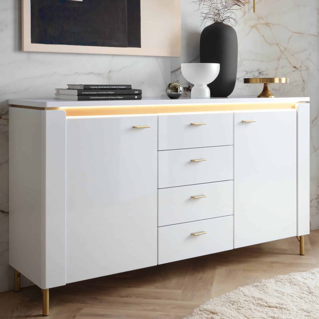 Lazio White Sideboard 2 Door 4 Drawer
