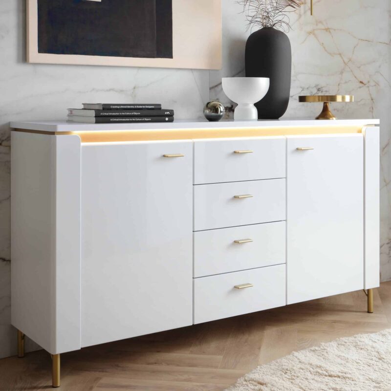 Lazio White Sideboard 2 Door 4 Drawer