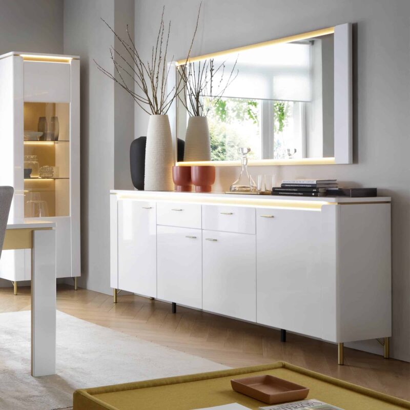 Furniture To Go Lazio White Sideboard 4 Door 2 Drawer The Home and Office Stores