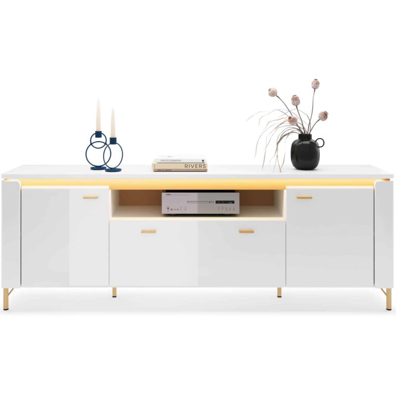 Furniture To Go Lazio White TV Cabinet 2 Door 1 Drawer The Home and Office Stores