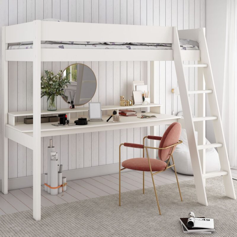 Kids Avenue Estella White Gaming High Sleeper Bed 1 with Desk The Home and Office Stores