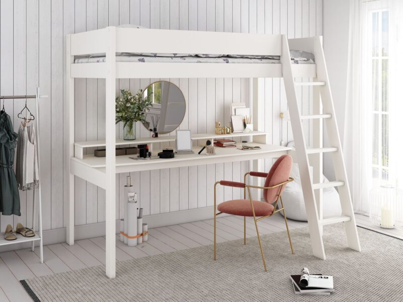 Kids Avenue Estella White Gaming High Sleeper Bed 1 with Desk The Home and Office Stores