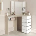 Parisot Beauty Bar Corner Dressing Table Oak and White
