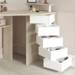 Parisot Beauty Bar Corner Dressing Table Oak and White The Home and Office Stores