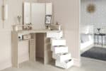 Parisot Beauty Bar Corner Dressing Table Oak and White The Home and Office Stores