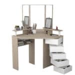 Parisot Beauty Bar Corner Dressing Table Oak and White The Home and Office Stores